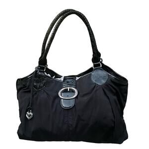 Brighton Nichelle Handbag Tote Black Nylon Patent Leather